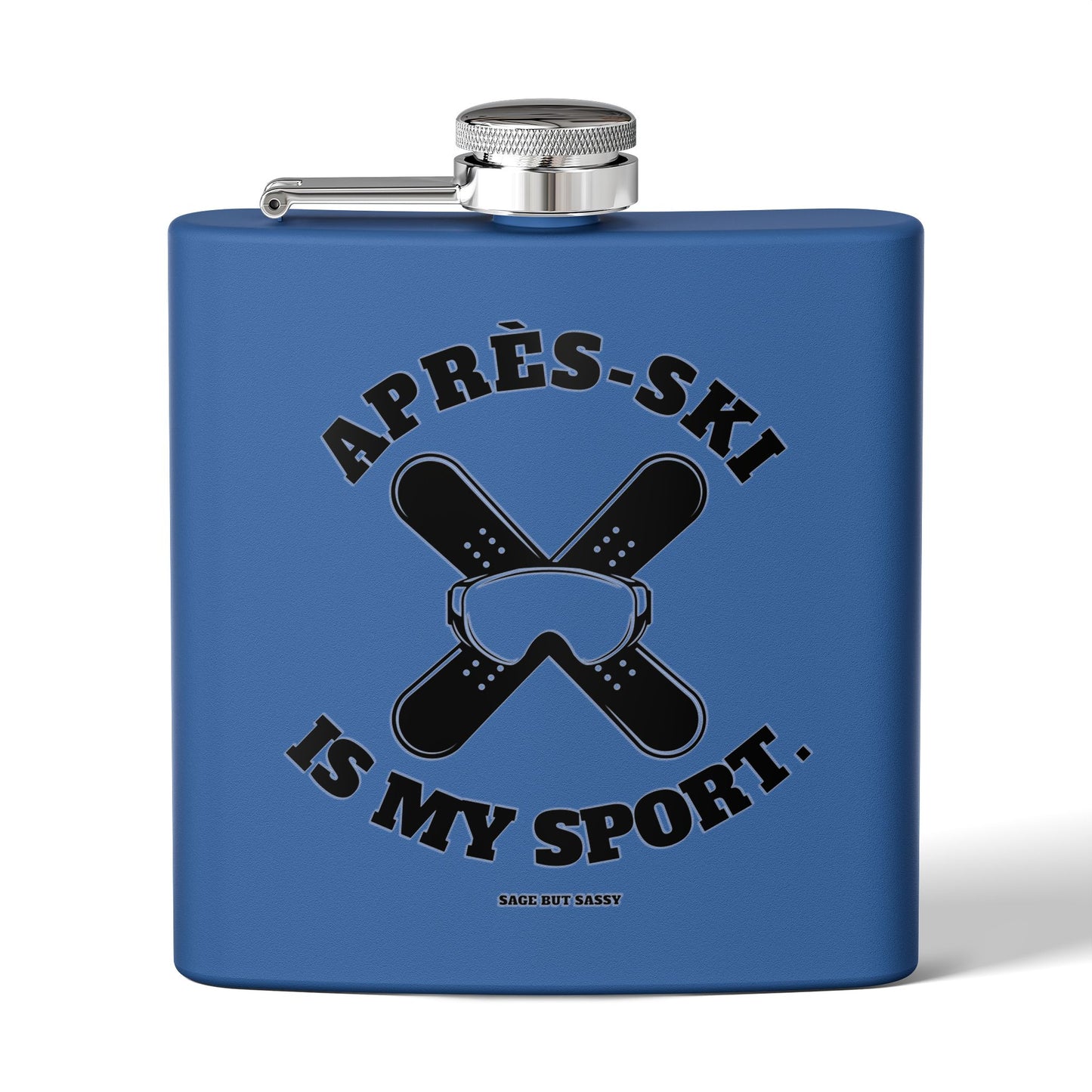 Après-Ski Is My Sport,  Flask, Stainless Steel Hip Flask, Skiing and Snowboarding accessories, 6oz
