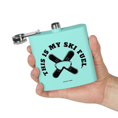 This is my ski fuel,  Flask, Stainless Steel Hip Flask, Skiing and Snowboarding accessories, 6oz
