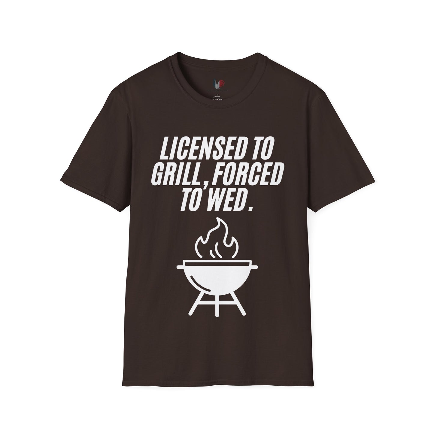 Licensed to grill, forced to wed, T-Shirt, Funny Bachelor Party Tee