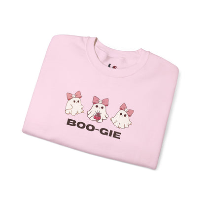 BOO-GIE, Cute Halloween Sweatshirt, Funny Spooky Jumper, Cozy Fall Pullover, Spooky Season Gift, Ghost Design, Boo-gie