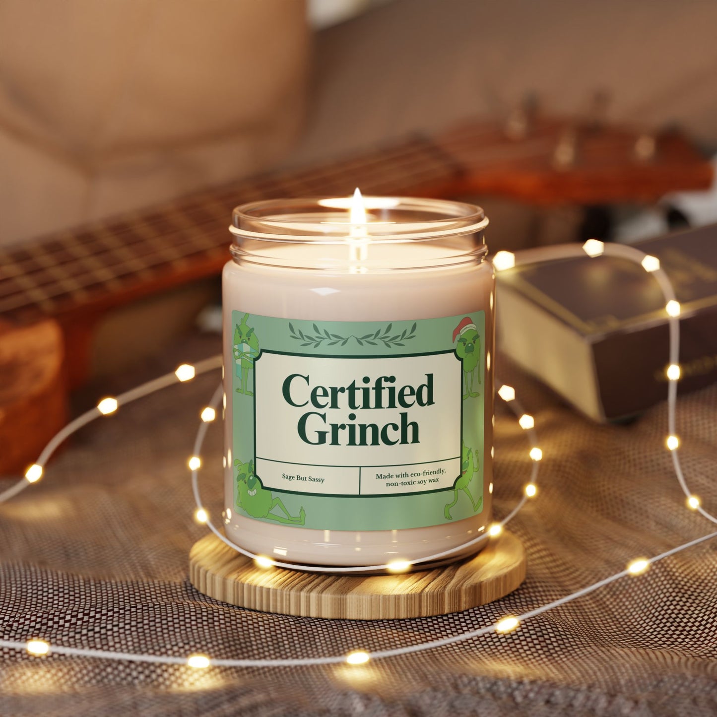 Certified Grinch Life, Relaxation Candle, Mental Health, Scented Candle, Best Friend gift, Hate Christmas