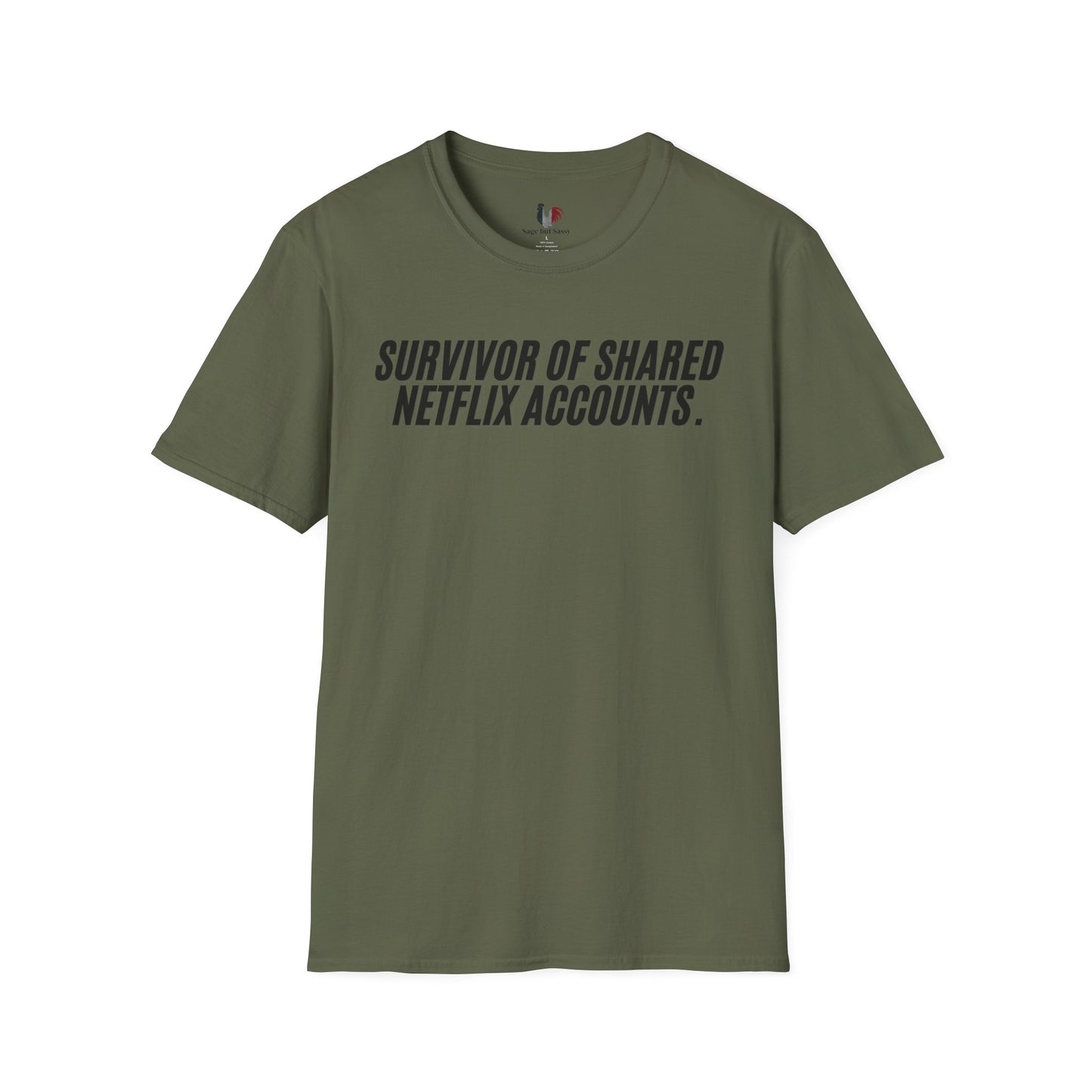 Survivor of shared Netflix accounts, Unisex Softstyle T-Shirt, Divorce/Breakout