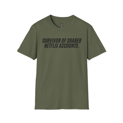 Survivor of shared Netflix accounts, Unisex Softstyle T-Shirt, Divorce/Breakout