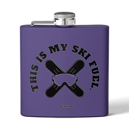 This is my ski fuel,  Flask, Stainless Steel Hip Flask, Skiing and Snowboarding accessories, 6oz