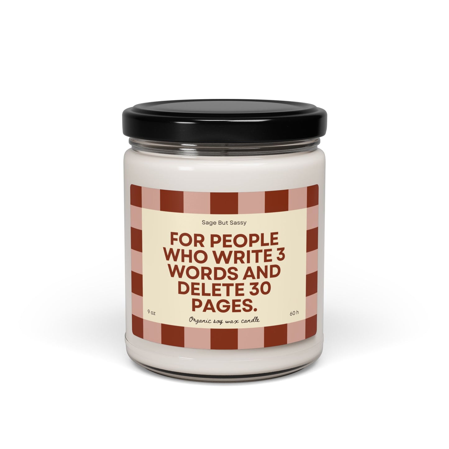 Journaling Soy Candle — "For people who write 3 words and delete 30 pages" (9oz)