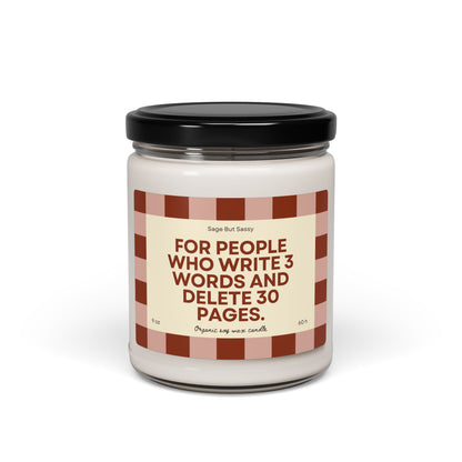Journaling Soy Candle — "For people who write 3 words and delete 30 pages" (9oz)