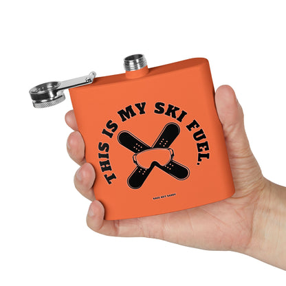 This is my ski fuel,  Flask, Stainless Steel Hip Flask, Skiing and Snowboarding accessories, 6oz