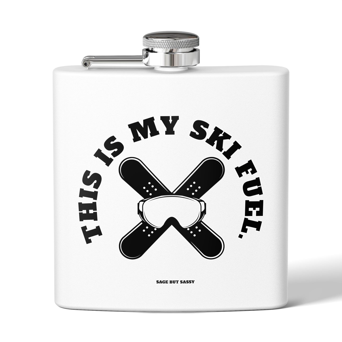 This is my ski fuel,  Flask, Stainless Steel Hip Flask, Skiing and Snowboarding accessories, 6oz