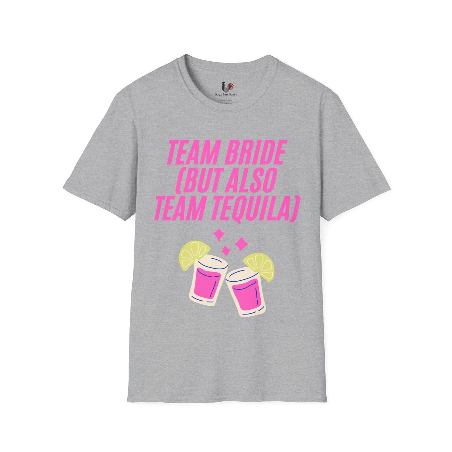 Team bride (but also team tequila), T-Shirt, Funny Bachelorette Party Tee