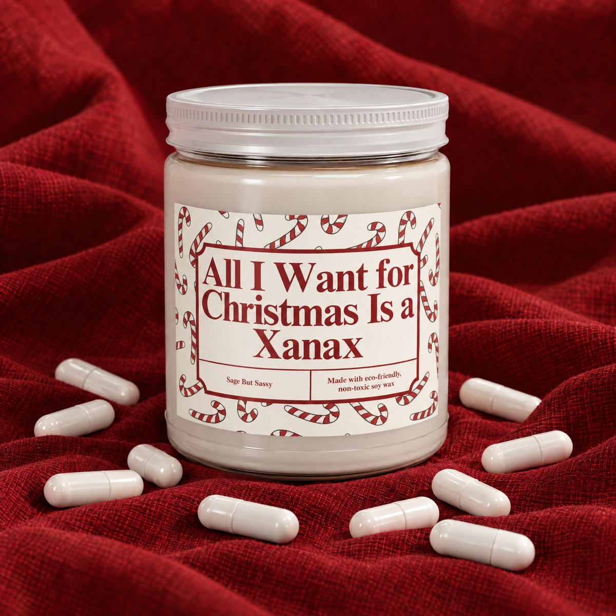 All I want for X-mas is a Xanax, Funny Christmas Candle, Christmas Gag Gift, Inappropriate Gifts for Christmas Party, Snarky Christmas Gift