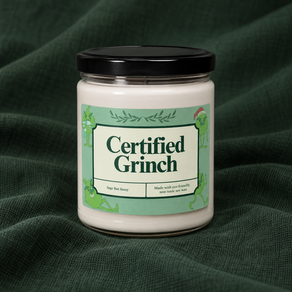 Certified Grinch Life, Relaxation Candle, Mental Health, Scented Candle, Best Friend gift, Hate Christmas